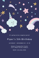 Party Unicorn - Invitación De Cumpleaños